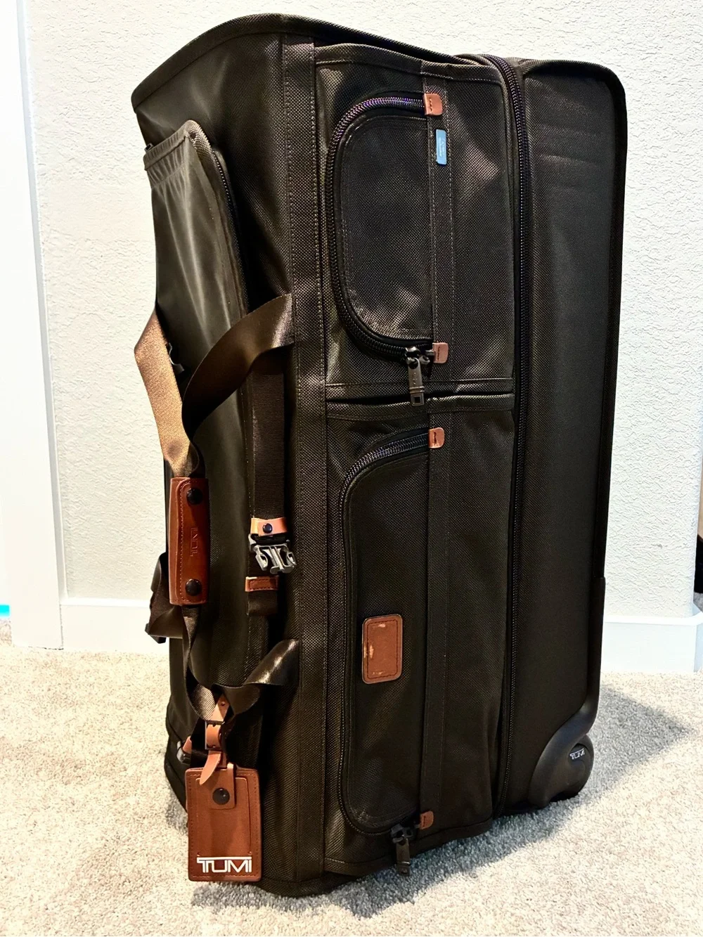 TUMI Alpha Brown Rolling Travel Duffel Bag